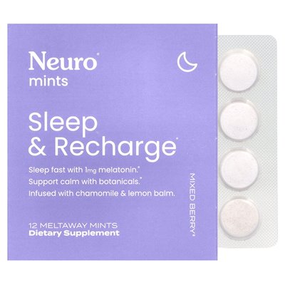 Neurogum, neurominty, sen i ładowanie, mieszana jagoda, 6 opakowań, 12 mennic w stopniu
