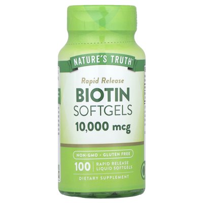 Nature's Truth, Biotin, 10.000 mcg, 100 schnell freisetzende flüssige Softgelkapseln