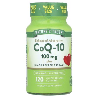 Nature's Truth, CoQ-10, Enhanced Absorption, 100 mg, 120 Quick Release Softgels Nature's Truth, CoQ-10, Enhanced Absorption, 100 mg, 120 Quick Release Softgels
