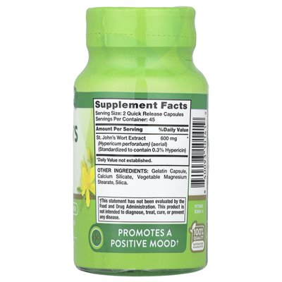 Nature's Truth, St. John's Wort, 600 mg, 90 kapsułek szybkiego uwalniania (300 mg na kapsułkę)