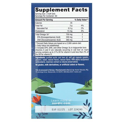 Nordic Naturals, arktyczna wątroba olej z wątroby, cytryna, 180 miękkich żeli