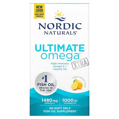 Nordic Naturals, Ultimate Omega Xtra, cytryna, 1480 mg, 60 miękkich żeli (740 mg na miękki żel)