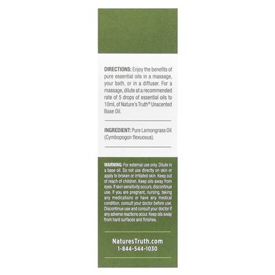 Prawda natury, czysty olejek eteryczny, oczyszczająca trawa cytrynowa, 0,51 fl oz (15 ml)