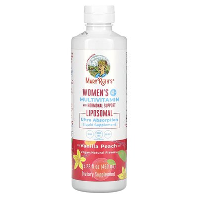 Maryruth's, Women's 40+ Multiwitamin z wsparciem hormonalnym, Vanilla Peach, 15.22 Fl Oz (450 ml)