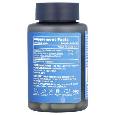 ProHealth Longevity, Trans-Resveratrol Plus, 1000 mg, 60 Kapseln (500 mg pro Kapsel)