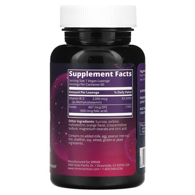 MRM Nutrition, Vitamin B-12, 60 vegane Säugetiere
