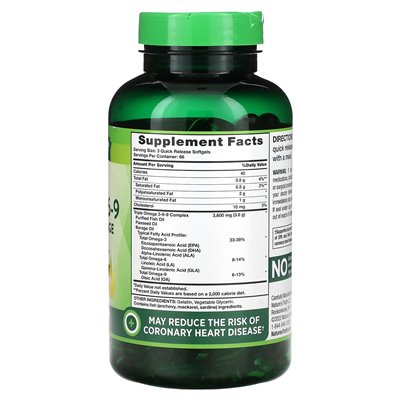 Nature's Truth, Vitamins, Triple Omega 3-6-9, Fish, Len, Borage, 3600 mg, 200 Softgels szybkiego uwalniania (1200 mg na miękką) Nature's Truth, Vitamins, Triple Omega 3-6-9, Fish, Len, Borage, 3600 mg, 200 Softgels szybkiego uwalniania (1200 mg na miękką)