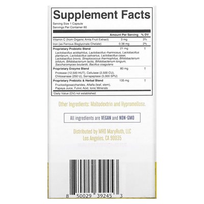 MaryRuth's, Gut Flora Health + Enzymes, 60 Capsules MaryRuth's, Gut Flora Health + Enzymes, 60 Capsules