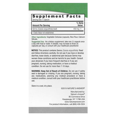 Nature's Answer, Senna, 450mg, 90 Vegetarian Capsules