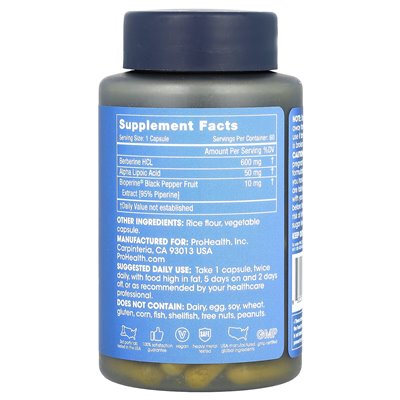 ProHealth Longevity, Berberine Pro, 1200 mg, 60 Kapseln