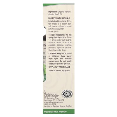 Odpowiedź natury, 100% czysty organiczny olejek eteryczny, mięta pieprzowa, 0,5 fl oz (15 ml) Odpowiedź natury, 100% czysty organiczny olejek eteryczny, mięta pieprzowa, 0,5 fl oz (15 ml)