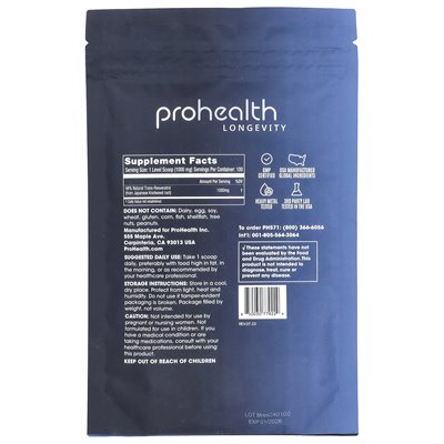 Długość zdrowotna, trans-resweratrol, czysty mikronizowany proszek, 100 g