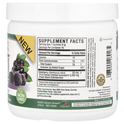 Nature's Answer, Schwarzer Holunder Sambucus Daily, 2x Stärke, 3200 mg, 45 Pektin-Fruchtgummis