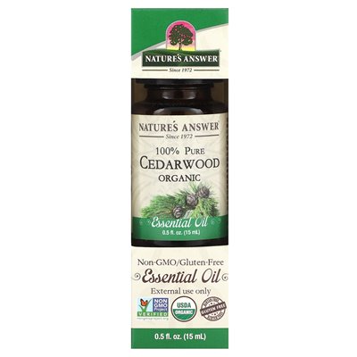 Nature's Answer, 100% Pure Organic Essential Oil, Cedarwood, 0.5 fl oz (15 ml)