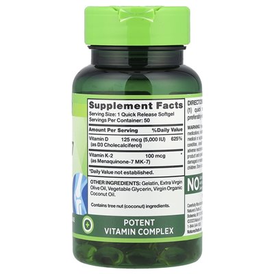 Nature's Truth, Ultra K2 MK-7 plus D3, 50 Softgels Quick Release
