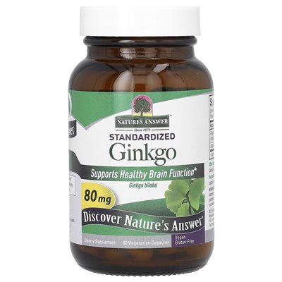 Odpowiedź natury, znormalizowane ginkgo, 80 mg, 60 kapsułek wegetariańskich