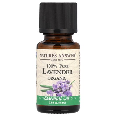 Nature's Answer, 100% Pure Organic Essential Oil, Lavender, 0.5 fl oz (15 ml) Nature's Answer, 100% Pure Organic Essential Oil, Lavender, 0.5 fl oz (15 ml)