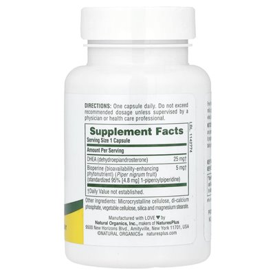 Naturesplus, Dhea-25 mit Bioperine®, 60 Kapseln