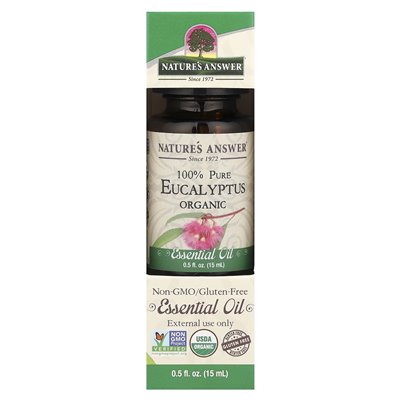 Odpowiedź natury, 100% czysty organiczny olejek eteryczny, eukaliptus, 0,5 fl oz (15 ml)