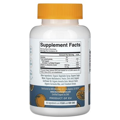 Maryruth's, Organic Vitamin C Gummi, Orange, 135 mg, 60 gummy (45 mg na gumę)