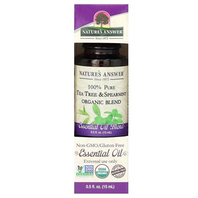 Odpowiedź natury, 100% czystych organicznych olejków eterycznych, drzewa herbacianego i włóczni, 0,5 fl oz (15 ml)