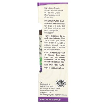Odpowiedź natury, 100% czystych organicznych olejków eterycznych, drzewa herbacianego i włóczni, 0,5 fl oz (15 ml)