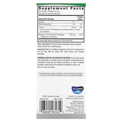 Odpowiedź natury, magnez na bazie morskiej, krem ​​waniliowy, 500 mg, 16 fl oz (480 ml)