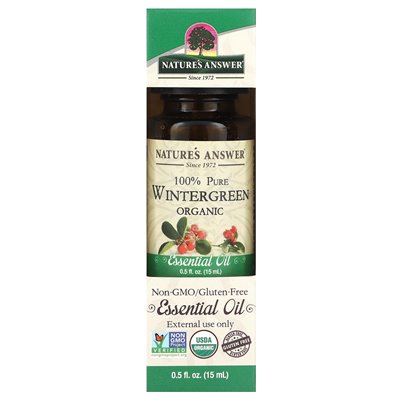 Odpowiedź natury, 100% czysty organiczny olejek eteryczny, Wintergreen, 0,5 fl oz (15 ml)