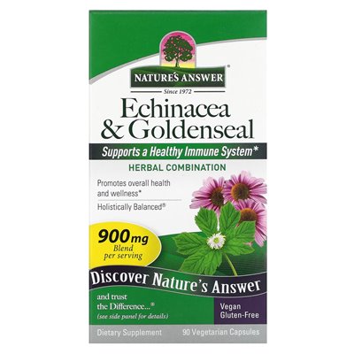 Odpowiedź natury, Echinacea i Goldenseal, 90 kapsułek wegetariańskich Odpowiedź natury, Echinacea i Goldenseal, 90 kapsułek wegetariańskich