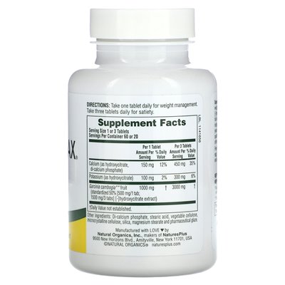NaturesPlus, Garcinia Cambogia Super Citrimax, 1,000 mg, 60 Tabletek NaturesPlus, Garcinia Cambogia Super Citrimax, 1,000 mg, 60 Tabletek