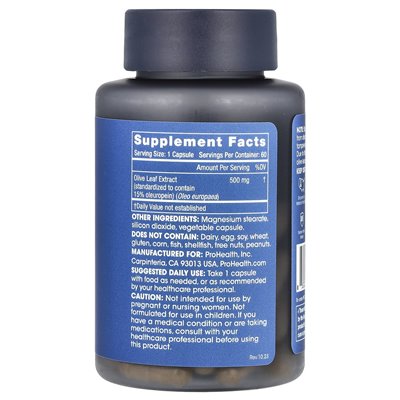 Długość zdrowotna, ekstrakt z liści oliwek 15% oleuropein, 500 mg, 60 kapsułek