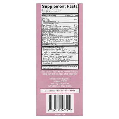 Maryruth's, ekologiczne multiwitaminowe liposomalne, waniliowe brzoskwinie, 14 torebek, 0,5 fl oz (15 ml)