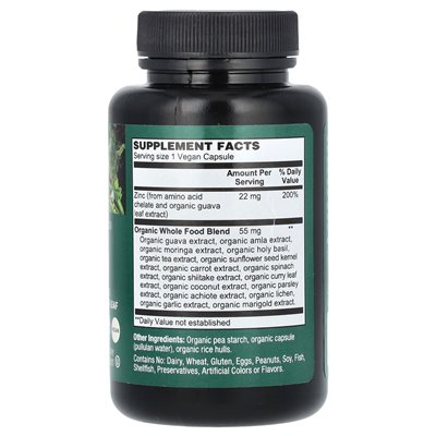 Plantfusion, wegańskie pełnoziarniste, cynk, 22 mg, 60 organicznych Vegcaps