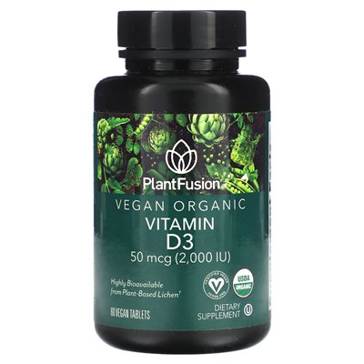 Plantfusion, Vitamin D3, 50 mcg (2000 IE), 60 vegane Tabletten