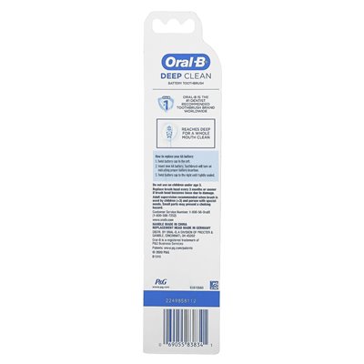 Oral-B, głęboko czysta, zasilana szczoteczka do zębów, 1 zasilana bateria szczoteczka do zębów