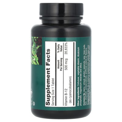 Plantfusion, wegańska witamina B-12, 500 mcg, 100 wegańskich tabletek