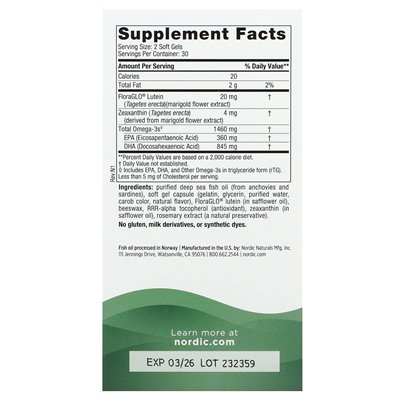 Nordic Naturals, Support Vision, Omega Blend, 1460 mg, 60 miękkich żeli (730 mg na miękki żel)