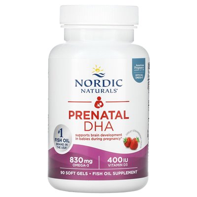 Nordic Naturals, Prenatal DHA, Strawberry, 90 miękkich żeli