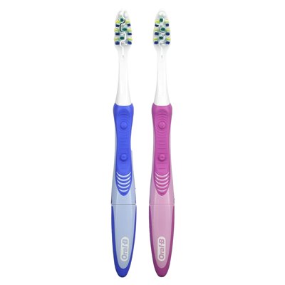 Oral-B, Vibrating Pulsar, Battery Powered Toothbrush, Medium, 2 Pack