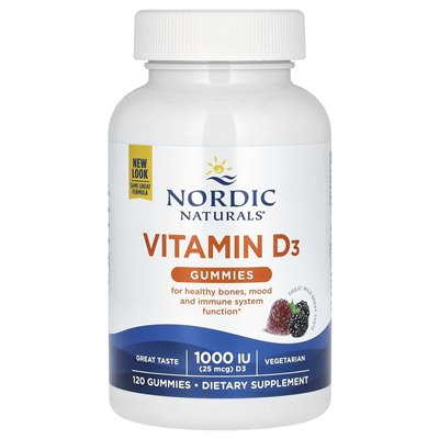 Nordic Naturals, Vitamin D3 Gummi, Great Wild Berry, 1000 IU (25 mcg), 120 gumzy