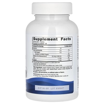 Nordic Naturals, Vitamin D3 Gummi, Great Wild Berry, 1000 IU (25 mcg), 120 gumzy