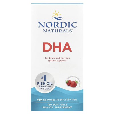 Nordic Naturals, DHA, Strawberry, 180 miękkich żeli