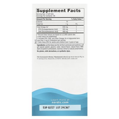 Nordic Naturals, DHA, Strawberry, 180 miękkich żeli