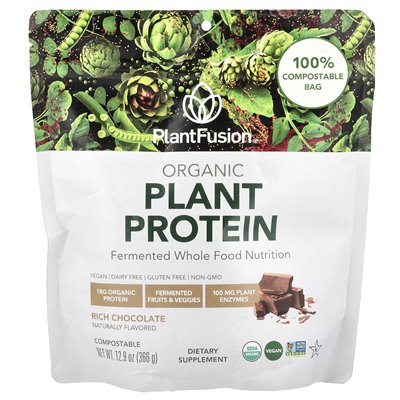 Plantfusion, organiczne białko roślinne, bogata czekolada, 12,9 uncji (366 g)
