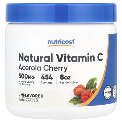 Nutricost, naturalna witamina C, niezmożony, 8,1 uncji (227 g)