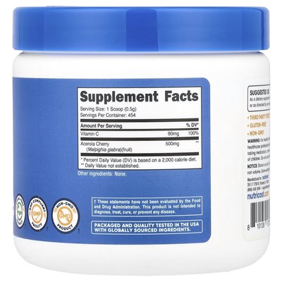 Nutricost, naturalna witamina C, niezmożony, 8,1 uncji (227 g)