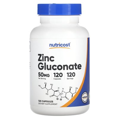 Nutricost, glukonian cynku, 50 mg, 120 kapsułek Nutricost, glukonian cynku, 50 mg, 120 kapsułek