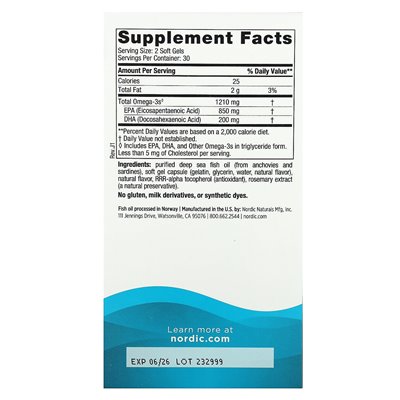 Nordic Naturals, EPA, cytryna, 60 miękkich żeli