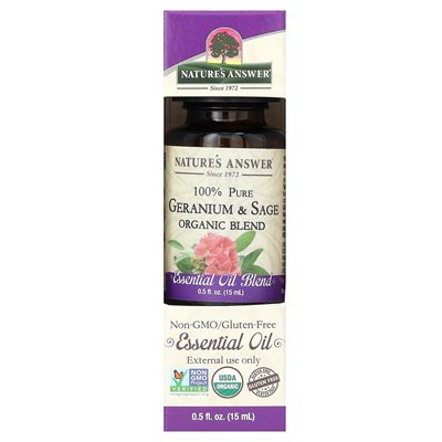 Odpowiedź natury, 100% czystych organicznych mieszanki olejków eterycznych, geranium i szałwia, 0,5 fl oz (15 ml) Odpowiedź natury, 100% czystych organicznych mieszanki olejków eterycznych, geranium i szałwia, 0,5 fl oz (15 ml)