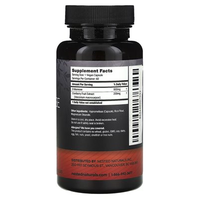 Nated Naturals, D-Mannose plus żurawina, 60 wegańskich kapsułek
